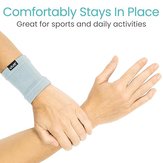 Vive Wrist Compression Sleeves for Women & Men (Pair) - Elastic Support Wristband for Pain Relief & Circulation - Wrist Support for Carpal Tunnel, Arthritis, Tendonitis - Great for Sports Injury