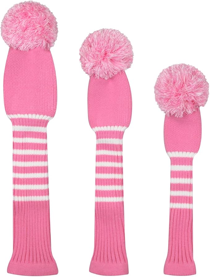 Scott Edward Golf Headcovers for Woods Set of 3 Fits Well Driver(460cc) Fairway Wood and Hybrid(UT) The Perfect Change for Golf Bag Classic Striped Style