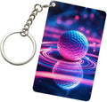Astronaut Playing Golf Keychains Rectangular Acrylic Keychain Daily Key Ring Car Key Fob Holder 2X3 Inch