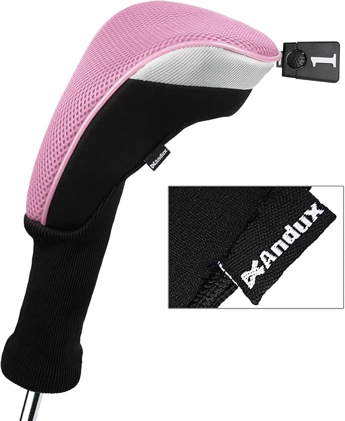 Andux 5pcs/Set Mesh Golf 460cc Driver Fairway Wood Club Head Covers Long Neck with No. Tags