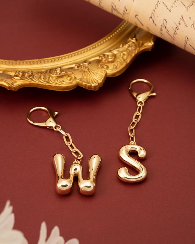 Initial Bag Charms, Bubble Letter Charm for Handbags, Cute Keychain with Letter, Initial Bag Charms for Women