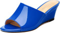Wedge Sandals for Women Open Toe Wedge Heels Womens Matte High Heel Sandal Round Toe Heeled Wedge Sandals Slip on Casual shoes 2 inch