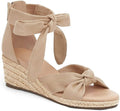 LAICIGO Womens Espadrilles Wedge Sandals Back Zipper Closure Open Toe Platform Ankle Strap Summer Dress Shoes with Bow