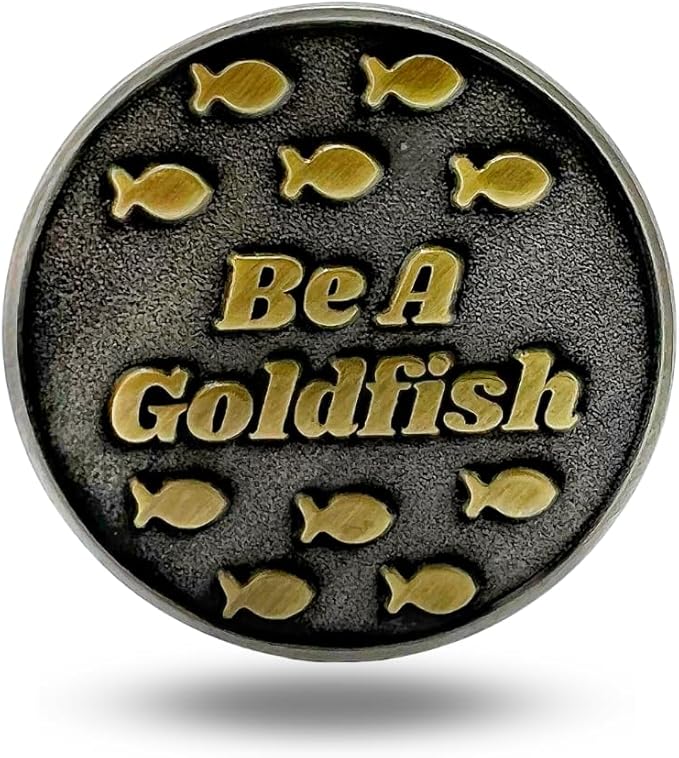 Full Metal Markers Be a Goldfish Magnetic Metal Golf Ball Marker with Hat Clip for Men and Women - Unique Marker for Putting Green - Golf Accessories