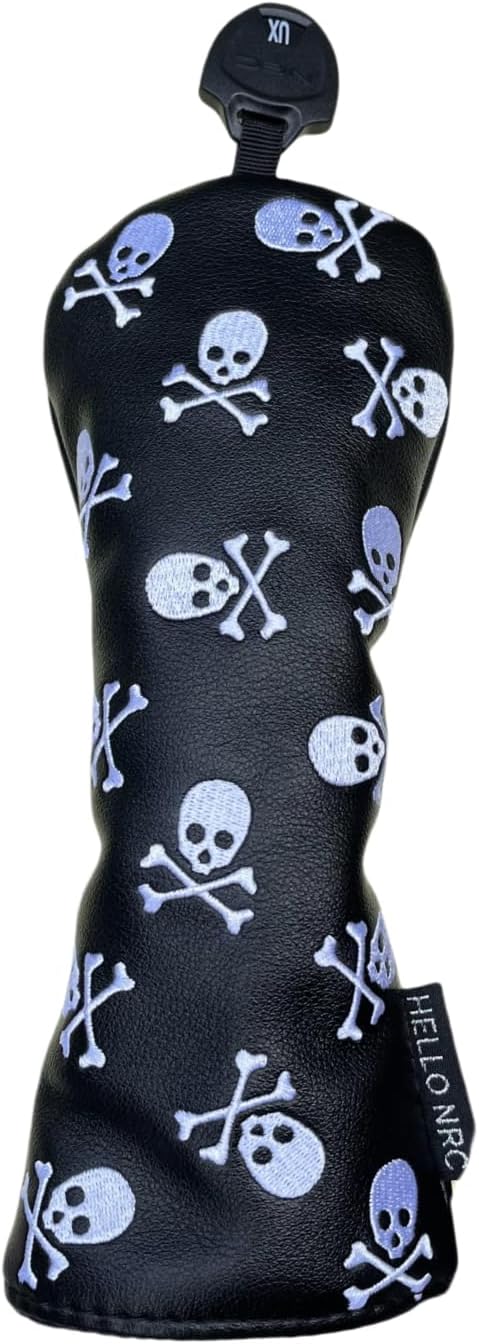 Set Golf Club Covers or 1pc Black Driver Headcover 3 5 Wood Headcover Hybrid Headcover Skull Heads Embroidery, PU Leather Golf Head Covers for Woods and Driver, Golf Accessories for Men