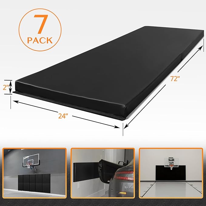 PROGOAL Gym Wall Paddings Basketball Court Wall Protection Pad - 2”Thick Foam Wall Mat Durable Protector for Wall-Mounted Basketball Hoops Garage Taekwondo（60" Lx20 W）