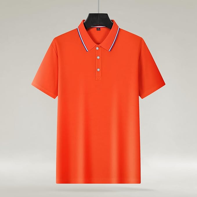 Polo Shirts for Men Dressy Casual Button Collared Golf T Shirt Classic Solid Color Business Summer Blouses