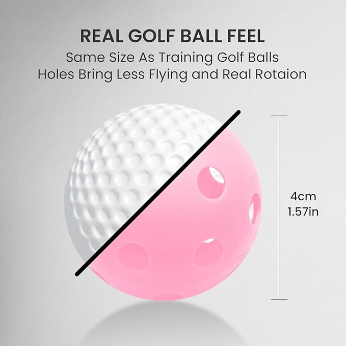 FINGER TEN Golf Practice Balls Plastic Colored Value 12/24/36/50 Pack, Limited Flight Sports Training Ball for Men Women, Indoor Outdoor Driving Range Backyard Use
