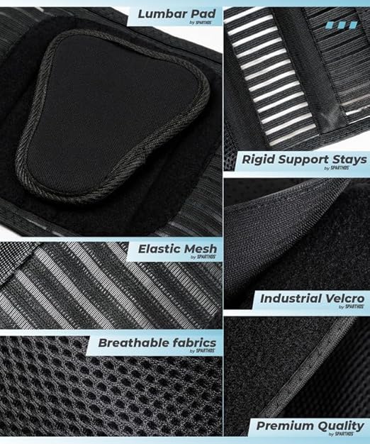 Sparthos Back Brace for Lower Back Pain - Immediate Relief from Sciatica, Herniated Disc - Lumbar Support Pad - For Home & Lifting At Work - For Men & Women - Fits 44–52″ Waist (Pink-L, Check Sizing)