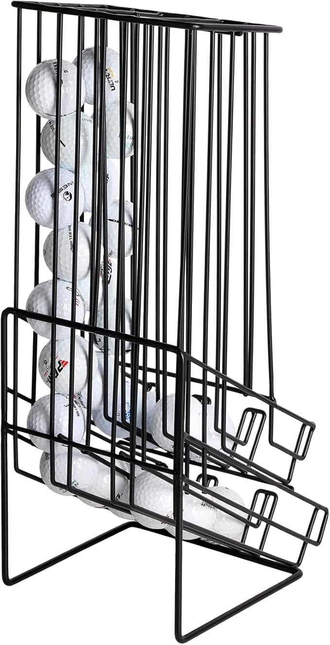 MyGift 60 Capacity Golf Ball Basket Holder - Matte Black Metal Wire Golf Ball Dispenser and Countertop Display Rack