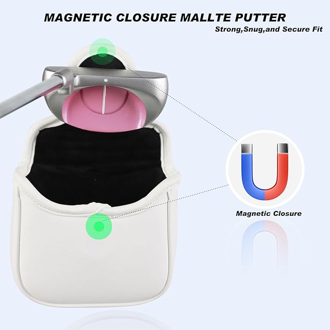 Golf Club Covers,4pcs or 1pc Golf Headcovers for Woods and Driver Fairway Hybrids Women Men - Premium PU Leather with Interchangeable Tags & Magnetic Blade and Mallet Putter Covers