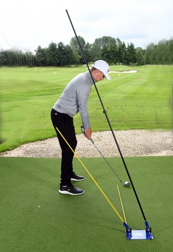 The Golf Swing Plate Dual with Pro Training Bundle (2 Alignment Sticks & Extension Pole) - Golf Swing Plane Training Aid - InTheHoleGolf