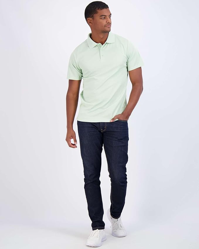 Real Essentials 3 Pack: Men's Quick-Dry Short Sleeve Athletic Performance Polo Shirt (Available in Big & Tall)