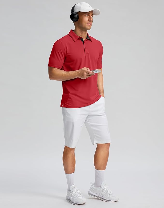 Men's Golf Shirts Dry Fit Moisture Wicking Performance Short Sleeve Collared Polo Shirts for Casual Athletic Business