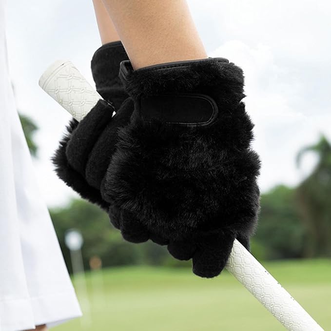 Women's Golf Gloves, Plush Thickened Imitation Rabbit Fur, Warm, Comfortable, Non-Slip
