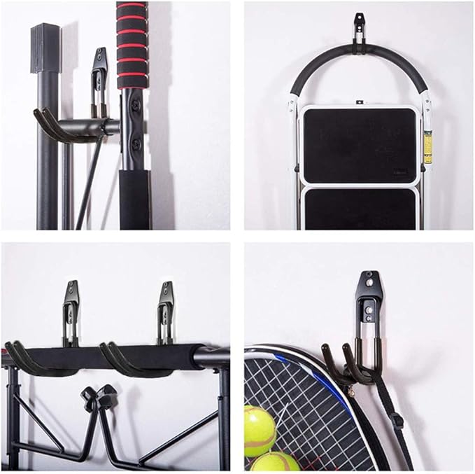 Garage Storage Utility Hooks，Garage Garden Tool Organizer，Steel Wall Mount Hooks, Large Garden U Hooks （2 Pack） (Type-2-Black)