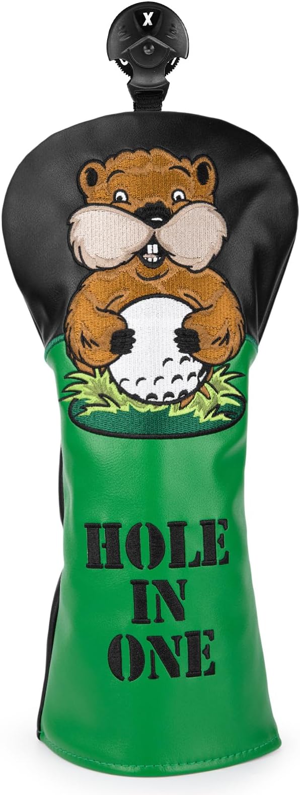 Golf Club Head Covers, Gopher Style Embroidery Golf Club Covers for Woods and Driver Fairway Hybrid, PU Leather Golf Head Covers for Men Women with Interchangeable Tags, Fits Most Golf Clubs