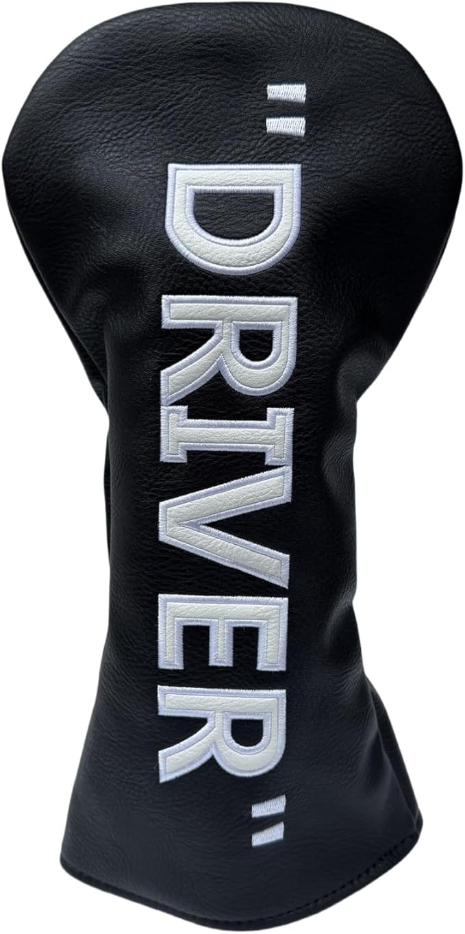 Golf Club Headcover 3 Wood Headcover Black n White Premium PU Leather Driver #3 Fairway Wood Hybrid Wood Head Cover Fits for All Brand