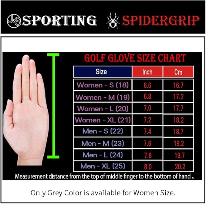 J&S Sporting Spider Grip Nonslip Golf Gloves for Men, Mens Golf Glove for Right Handed Golfer