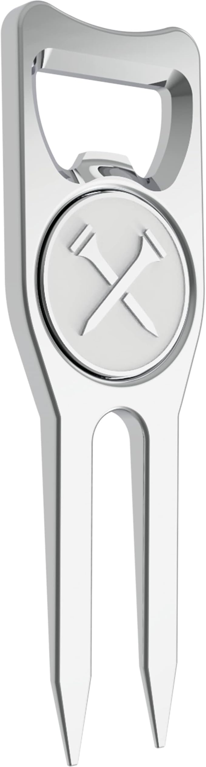 Blue Tees Golf 6-in-1 Premium Divot Tool & Ball Marker - Bottle Opener - Club Tee - Groove Cleaner - Putting Alignment - Designed to Be the Ultimate Tool for the Green – Silver