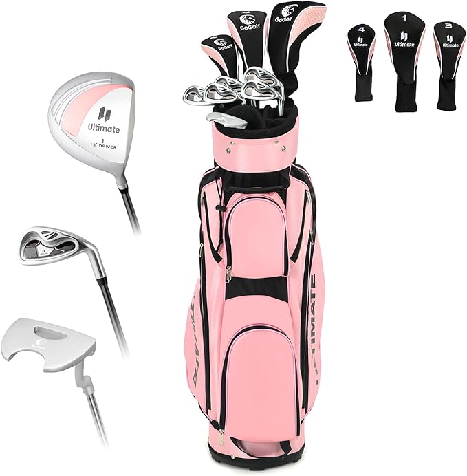 ULTIMATE Women's Complete Golf Club Set, 9/11pcs Right Handed Ladies Golf Clubs Set w/ 460cc Alloy Driver, #3 Fairway Wood, Hybrid, #6/#7/#8/#9/#P Irons & Putter