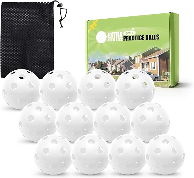 FINGER TEN Golf Practice Balls Plastic Colored Value 12/24/36/50 Pack, Limited Flight Sports Training Ball for Men Women, Indoor Outdoor Driving Range Backyard Use