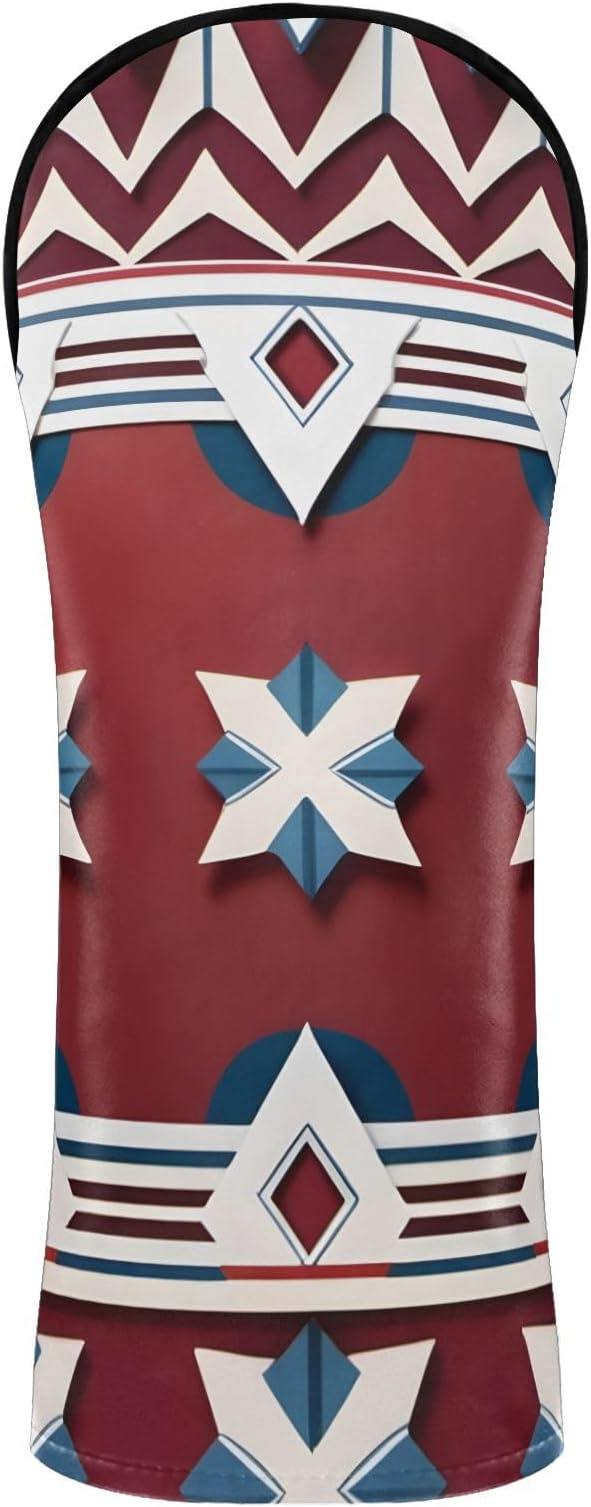 Red PU Leather Golf Club Head Covers for Driver/3 5 Wood/Hybird,Velvet Lining,with Label