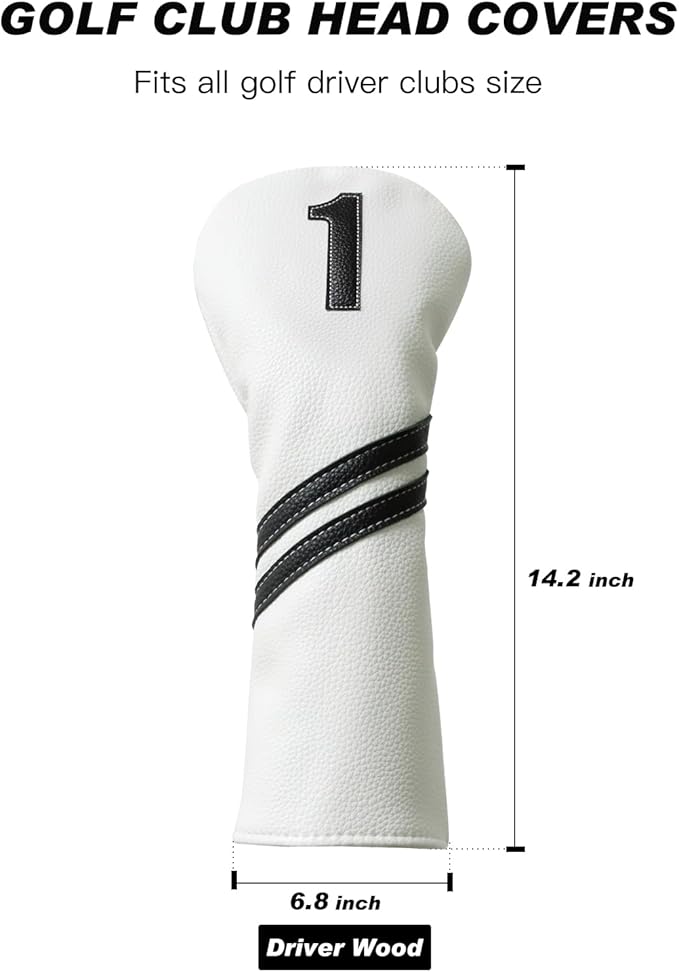Golf Club Covers,4pcs or 1pc Golf Headcovers for Woods and Driver Fairway Hybrids Women Men - Premium PU Leather with Interchangeable Tags & Magnetic Blade and Mallet Putter Covers