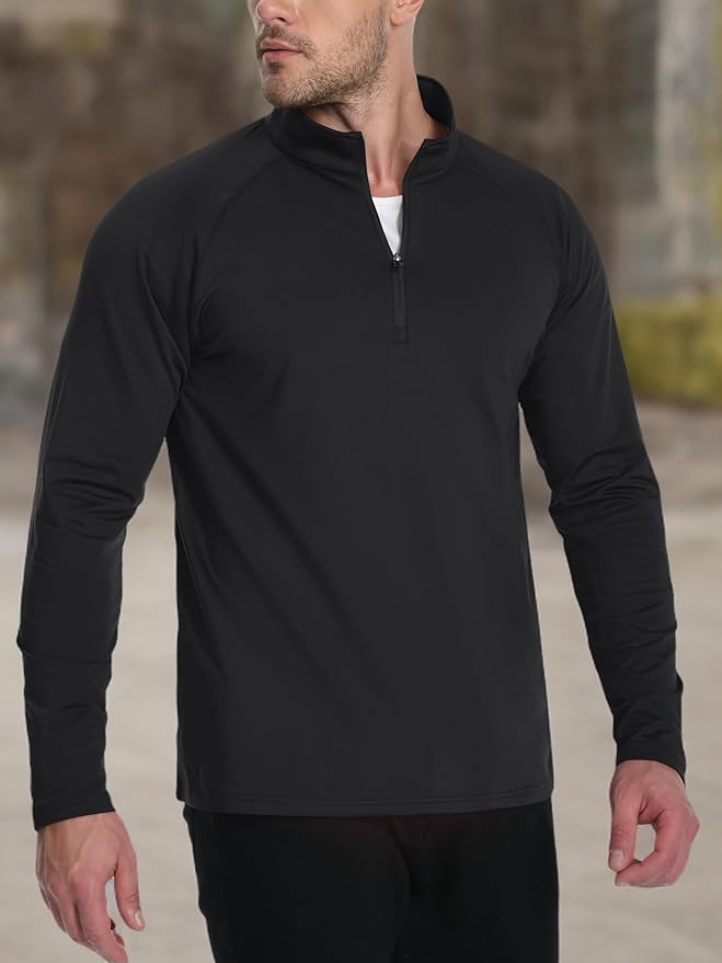 TACVASEN Men's Quarter Zip Pullover Fleece Lined Thermal Long Sleeve Golf Shirt 1/4 Zip Warm Winter Sweatshirts