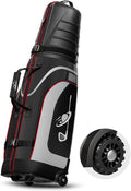 M KARMATER Golf Travel Bags for Airlines with Wheels - Foldable Hard Case with ABS Top and 1680D Heavy Duty Oxford, Full Padding Protection, 3 Storage Compartments for Golf Clubs and Accessories