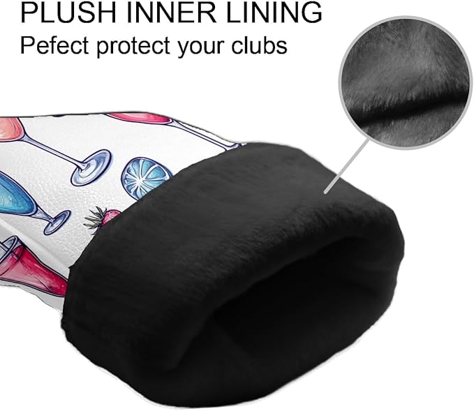 Golf Driver Head Covers Fairway Wood Headcovers, Premium Leather Golf Club Covers with Anti-Scratch Lining 1/3/5 Wood Cover for Golf Clubs for Women Men (Marble Blue)
