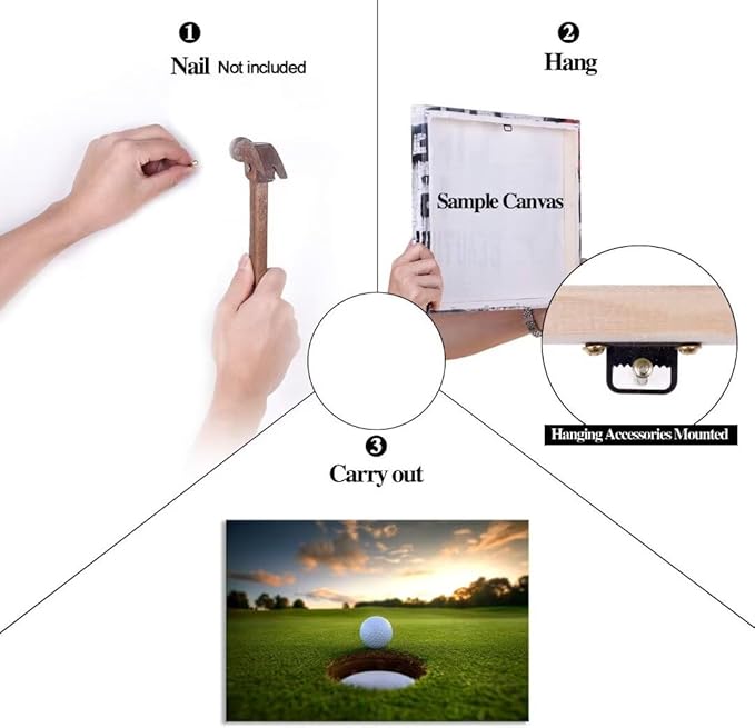 chenchenArt Golf Wall Art for Living Room Bedroom Home Decorations Golf Ball Picture Poster Canvas Prints Modern Artwork Framed Ready to Hang(12''H x 16''W)