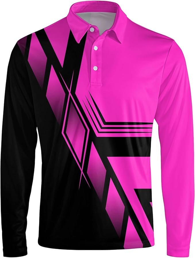 Men's Long Sleeve Golf Shirt Quick Dry 3 Button Work Fishing Outdoor Casual Collar Shirt