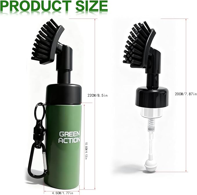 Golf Club Brush with Magnetic Clip & Water Sprayer - 5oz Capacity, Stiff Bristles for Deep Cleaning, Silicone Hose & Gravity Ball for Easy Use on Course
