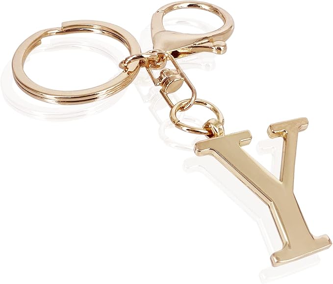 LAXPICOL Gold Letter A-Z Keychain for Women Bag Charms Purse Charms For Handbags Metal Alphabet Initial Letter Keychain