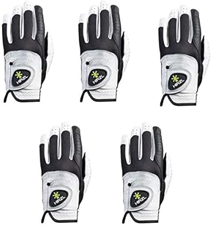 HIRZL Trust Control 2.0 Golf Gloves, All Weather Mens Golf Glove, White/Black, Kangaroo Leather Palm, Cabretta Leather Backhand, Trusted by Pro’s, Sweat Free, Ultimate Grip