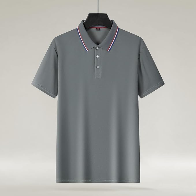 Polo Shirts for Men Dressy Casual Button Collared Golf T Shirt Classic Solid Color Business Summer Blouses