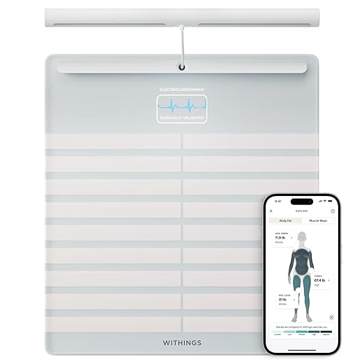 WITHINGS Body Scan - Smart Scale with Segmental Body Composition Analysis, Weighing Scales Body Weight & Vascular Age, Visceral Fat, Heart Rate, iOS/Android