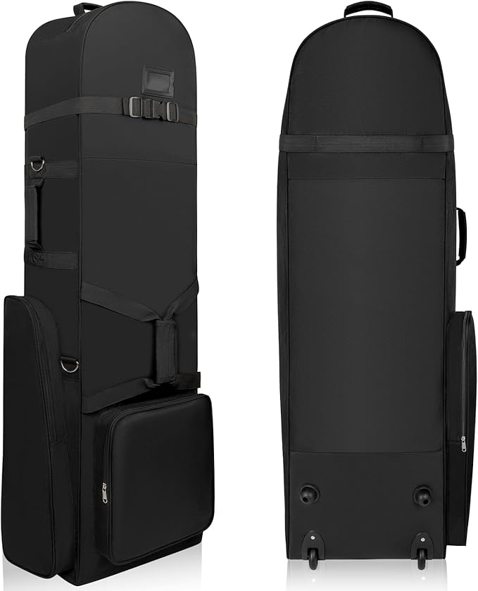 Golf Travel Bags for Airlines - 900D Heavy Duty Polyester Oxford Travel Golf Bag with Wheels, Golf Club Bag Cover Lightweight Soft Wear-Resistant Universal Size, Black