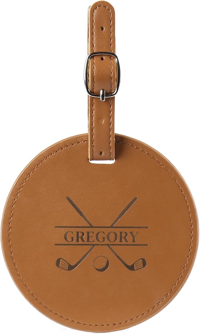 Personalized Golf Bag Tag with Tees Custom Name & Pattern Leather Golf Tee Holder with Gift for Dad