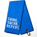 DYJYBMY Swing Swear Repeat Golf Towel with Clip Golf Ball Towel for Golf Course Exercise, Golfsport Gifts for Men, Birthday Gifts for Golfsport Fan, Retired Gifts for Coworker Boss Friend