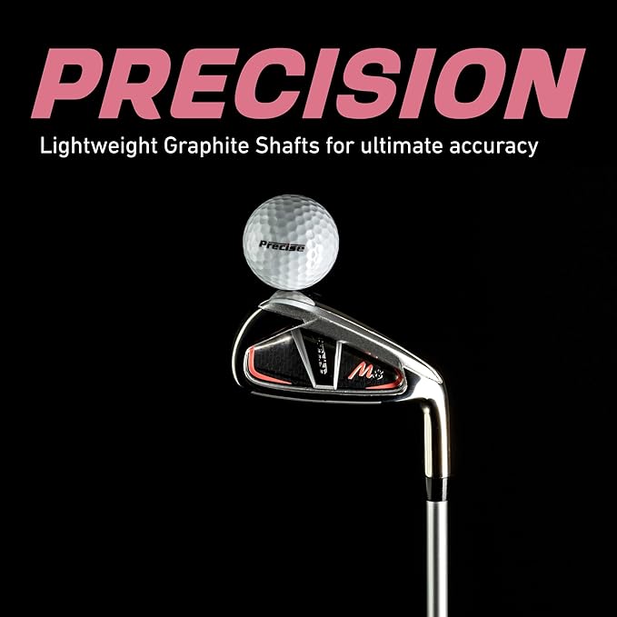 Precise M8 15-Piece Womens Golf Club Full Set, Driver, Wood, Hybrid, Irons, Putter & Stand Bag, Lightweight & Durable Kevlar Graphite Shafts, Golf Clubs Women Right Handed, Regular & Petite Sizes