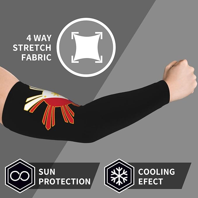 Flag Arm Sleeves Filipino Flag Compression Arm Sleeves for Men Women Tattoo Cover Up Cooling Arm Sleeve 1 Pair