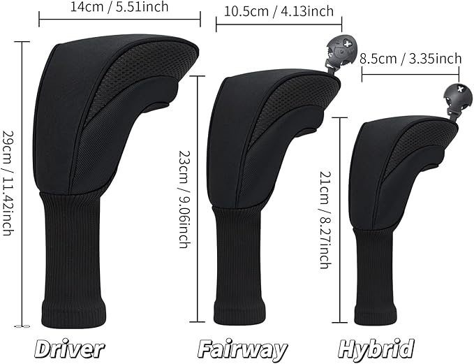 Golf Head Covers for Fairway Woods Driver Hybrids 5 Pieces Nylon Mesh Sports Fan Golf Club Headcovers-Golf Accessories for Men Women.