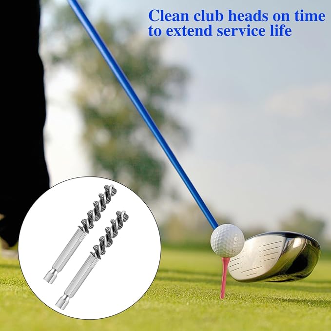 4 Pcs Golf Clubs Head Hosel Brush, Golf Club Brush, Golf Stainless Steel Hosel Wire Brush Electric Drill Cleaning Wire Brush Tool, Hex Shank Handle Electric Drill Wire Brush for Wood and Iron, Sliver