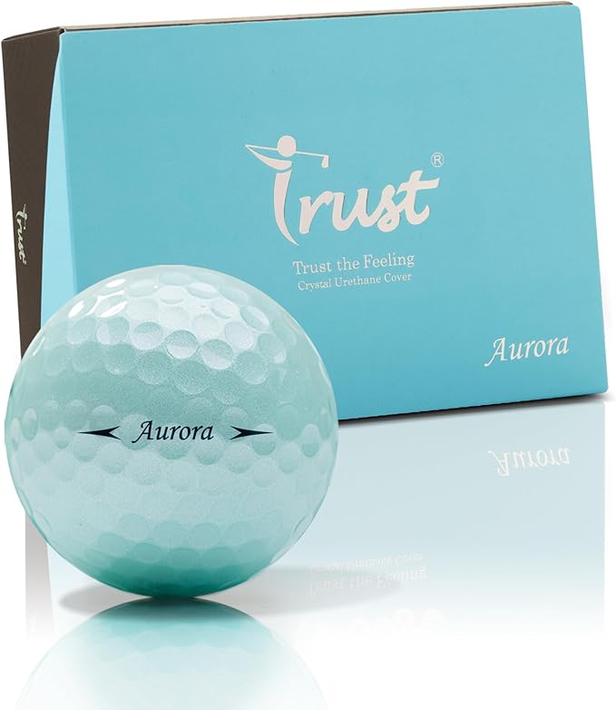 Trust Golf Balls - Aurora & Rosa Crystal Urethane Series | Eye-Catching & Easy to Spot | Maximum Distance, Soft Feel, Straight Flight, & Greenside Control | Blue, Orange, Pink, Yellow | 12 or 48 Balls