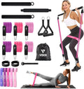 VEICK Pilates Bar Kit with Resistance Bands, Elastic Workout Bands for Men Women, Set of 5 Resistance Loop Bands for Home Fitness Stretching Strength Training