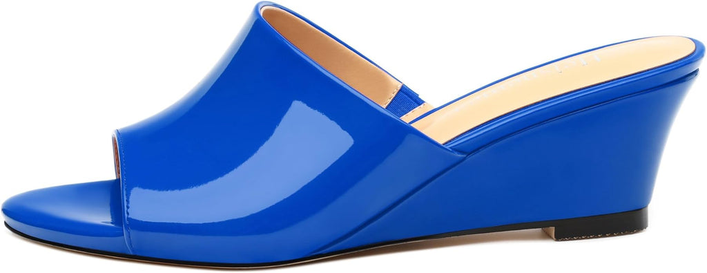 Wedge Sandals for Women Open Toe Wedge Heels Womens Matte High Heel Sandal Round Toe Heeled Wedge Sandals Slip on Casual shoes 2 inch