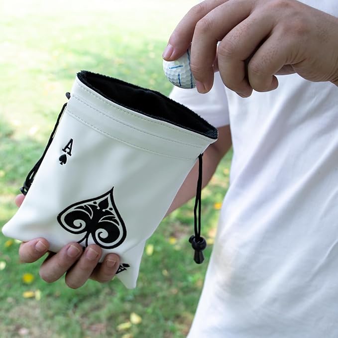 montela golf Valuables Pouch,Ace Poker Golf Bag Pouch with Drawstrings Golf Tee Bag Leather Golf Tee Pouchs for Men Women