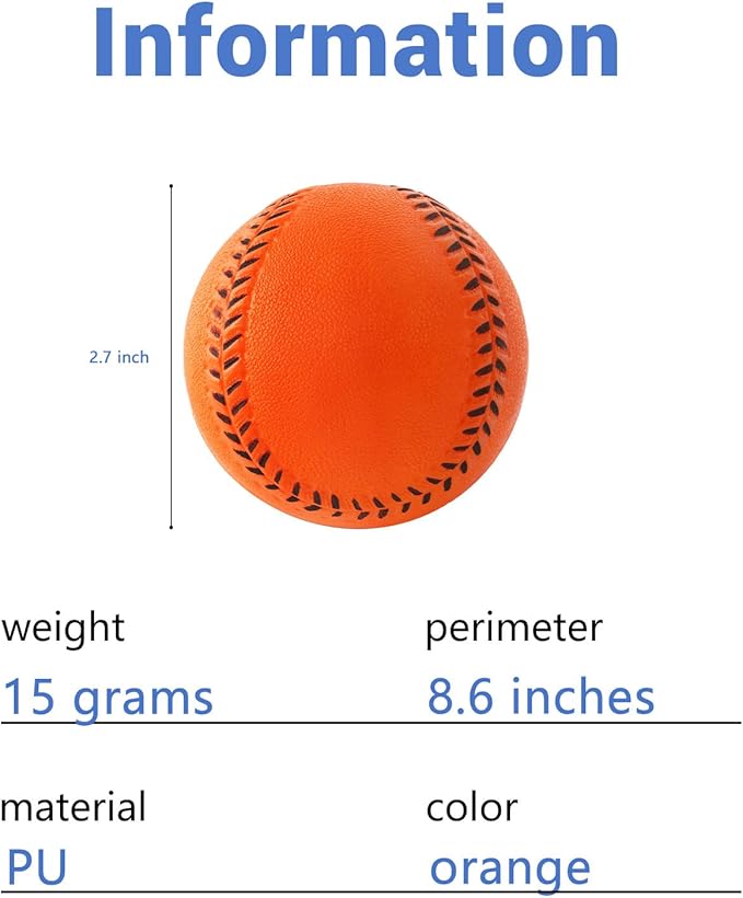 Soft Baseballs, Foam Training Baseball 12 Pack for Kids Regulation Size Foam Baseballs for Soft & Safe Throwing, Catching and Batting Practice